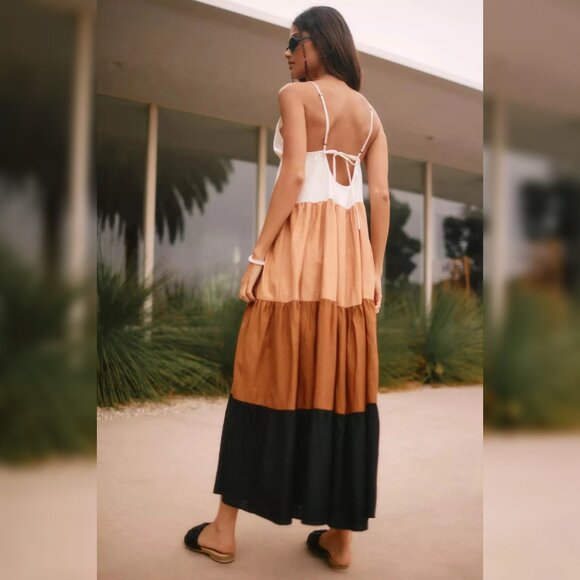 Anthropologie The Raya Colorblock Maxi Dress 2X Plus Size Women Casual NEW 39486 - Picture 2 of 4